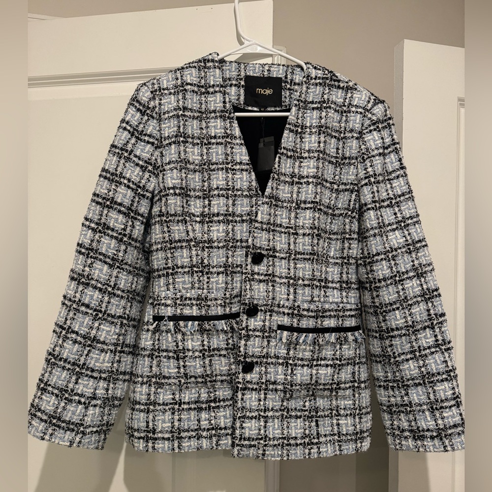 Maje Monochrome Tweed Blazer